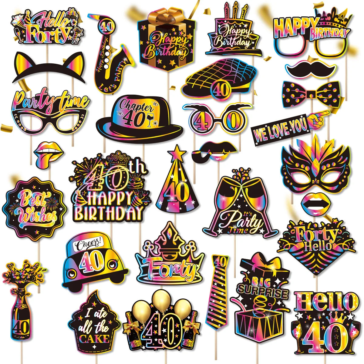Birthday Party Decoration Photo Props 30 40 50 Birthday Party Glasses Decoration