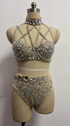 Sparkly Go-Go Dance Bikini Set for Women | Stage Performance Costume
