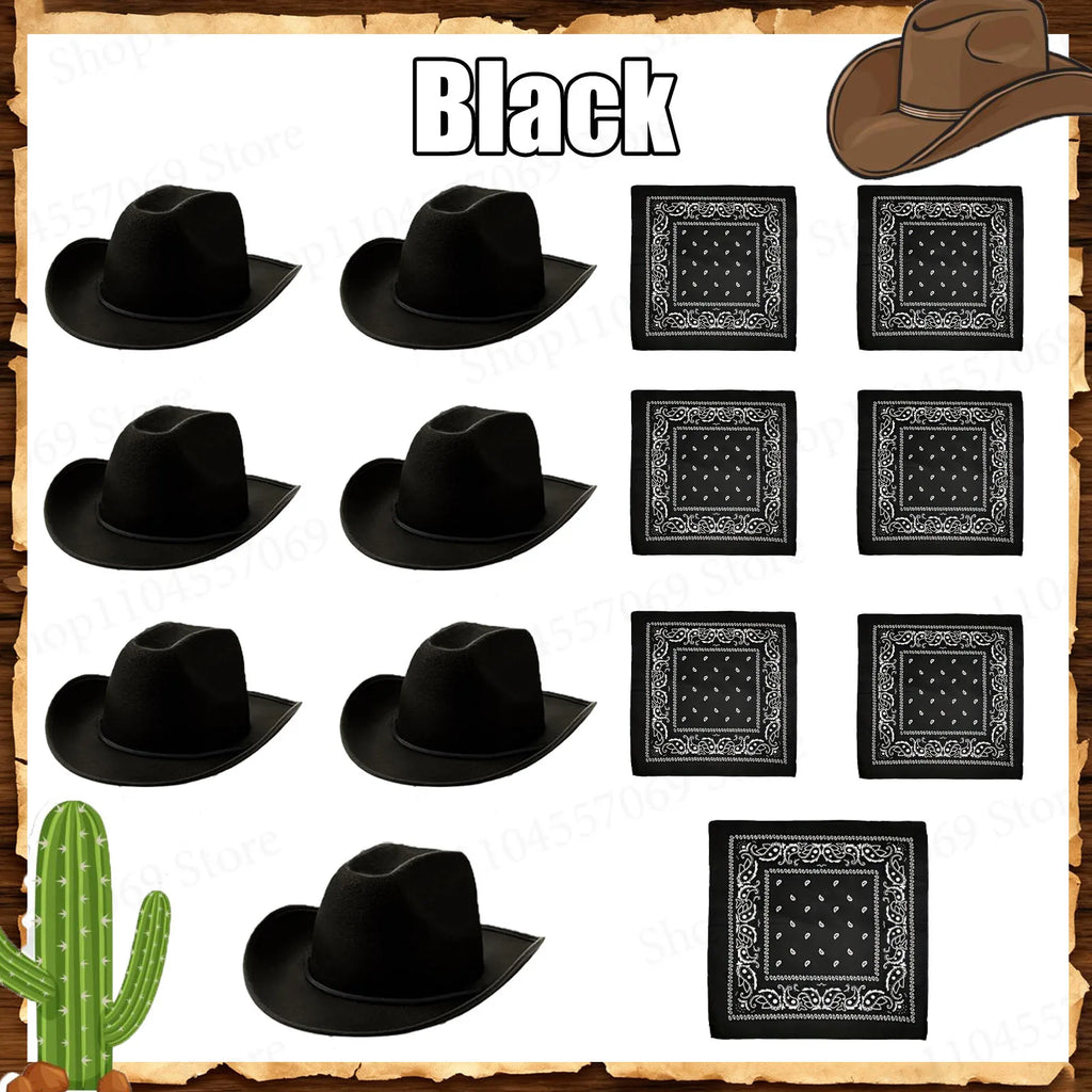 6-48Set Kids Western Cowboy Hats with Bandanas Cowboy Party Hats for Birthday Party Cosplay Costume Party Western Party Favors - Big Tim's Magic Emporium