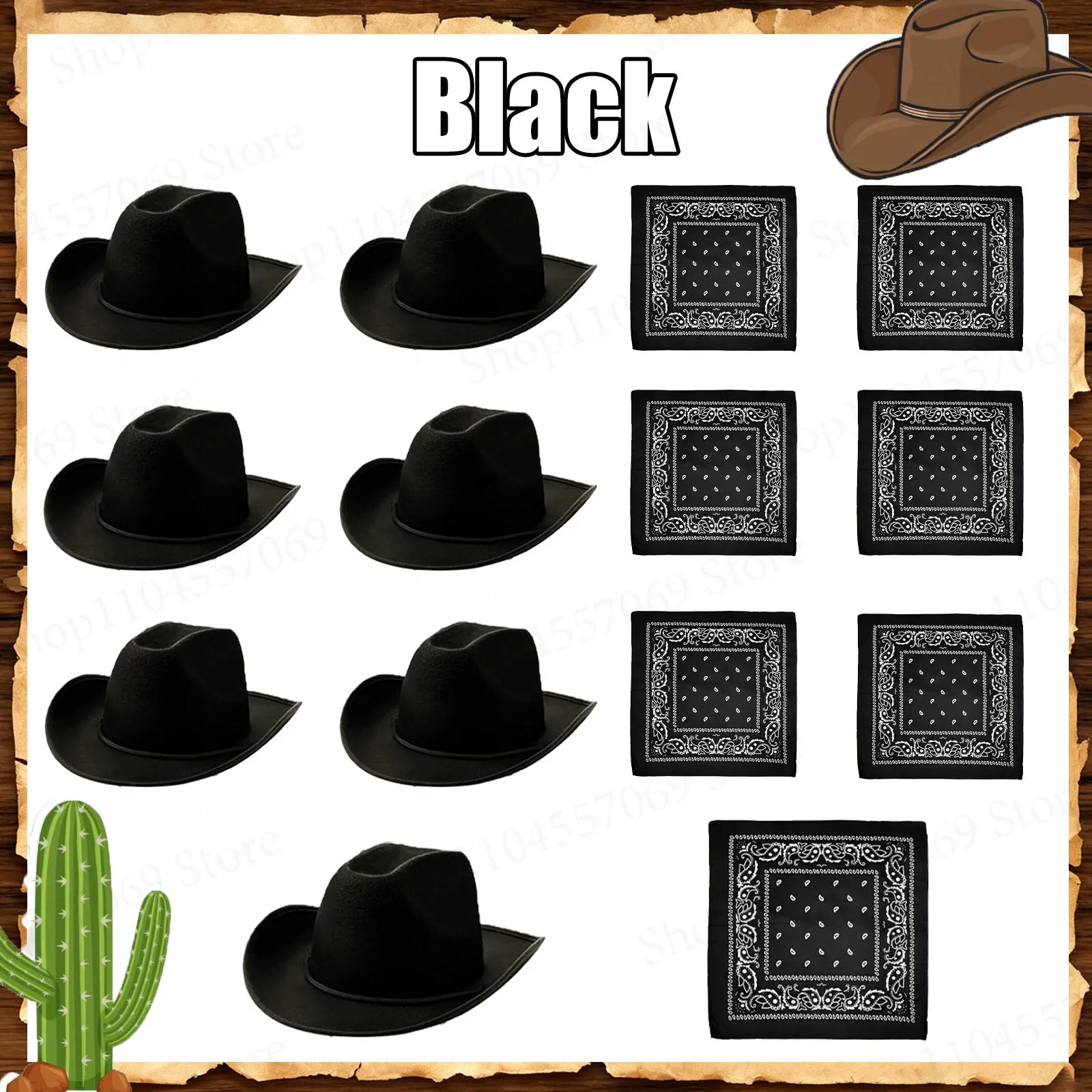 6-48Set Kids Western Cowboy Hats with Bandanas Cowboy Party Hats for Birthday Party Cosplay Costume Party Western Party Favors - Big Tim's Magic Emporium