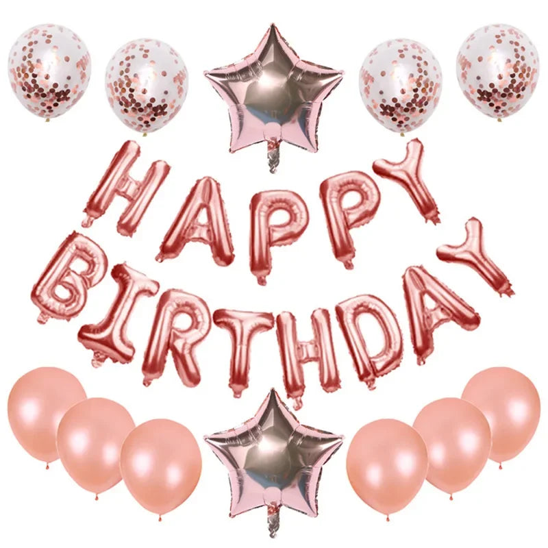 25Pcs/Set Happy Birthday Balloons Blue Foil Letter Balloon 12inch Confetti Latex Balloon For Boy Birthday Party Decoration