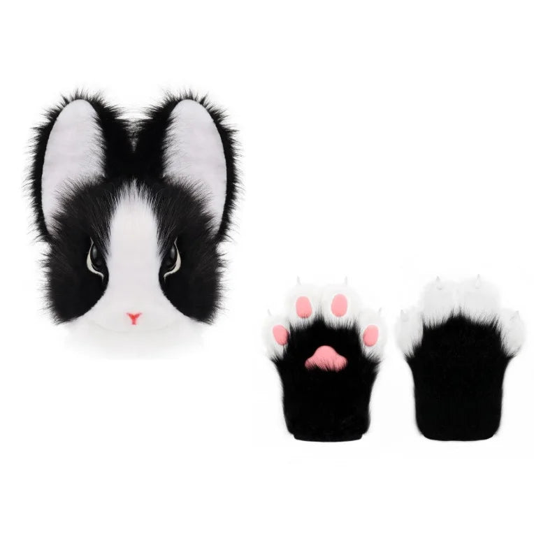 Big Ear Rabbit Head Cover Cosplay Costumes Original Realistic Furry Animal Kigurumi Halloween Wearable Fursuit Accessories - Big Tim's Magic Emporium