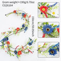 4th July Wreath 4 9Ft Red White Blue Daisy Garland Patriotic Decor for Independence Day Memorial Day Front Door Porch Party