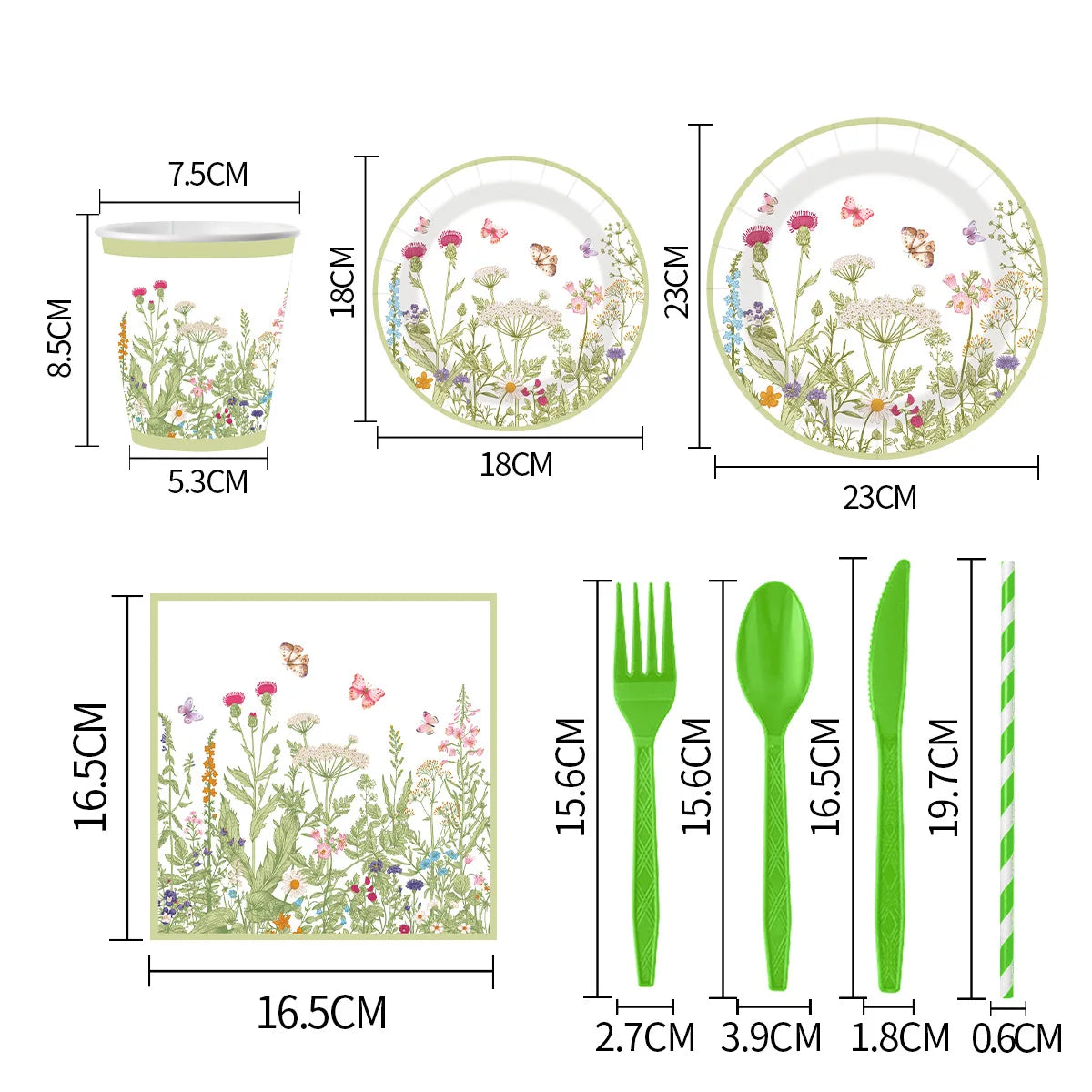 240pcs Spring Flowers Fresh Disposable Paper Tableware Wildflower Plate Birthday Party Decoration Party Supplies Party - Big Tim's Magic Emporium