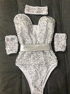 Women's Sequin Dance Bodysuit Costume for Dai & Chinese Folk Dance