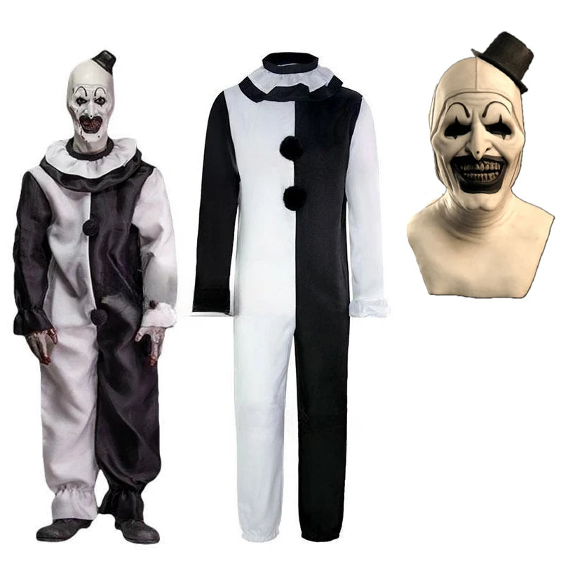 Art The Clown Cosplay Movie Terrifier 2 Art The Clown Cosplay Costume Jumpsuit Mask Halloween Costumes Mask for Men Women - Big Tim's Magic Emporium