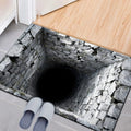 3D Optical Illusion Welcome Mat with Endless Pit Design Non-Slip Floor Mat for Unique Home Decor, Black Gray Carpet Gift