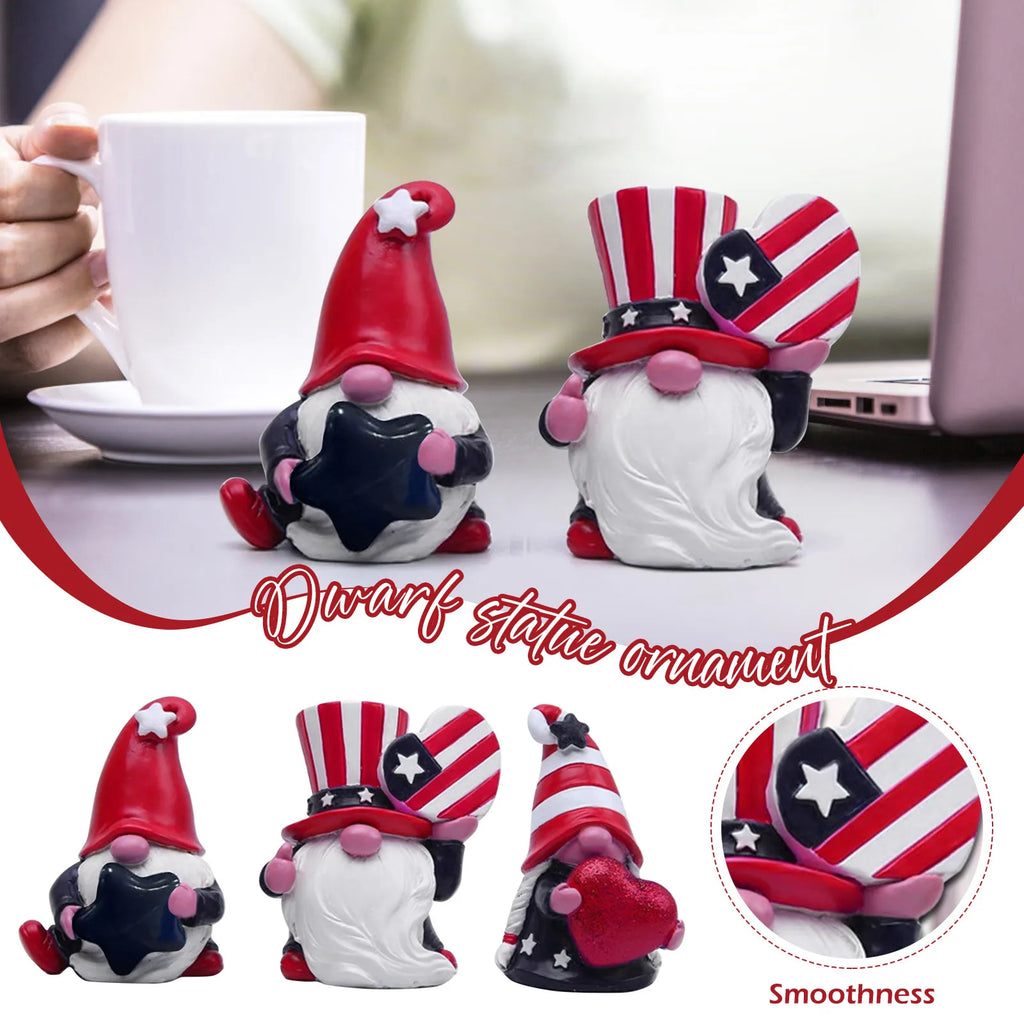 4th of July Patriotic Striped Resin Statue Independence Day Decoration Gift Handmade Home Tiered Tray Figurine