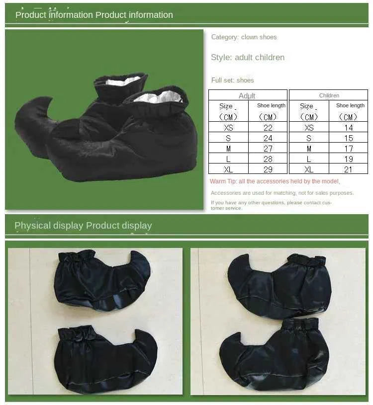 Halloween Cosplay Props Adult Children's School Fairy Tale Performance Witch Cos Pointy Clown Shoes And Elf Stage Soft Sole Shoe