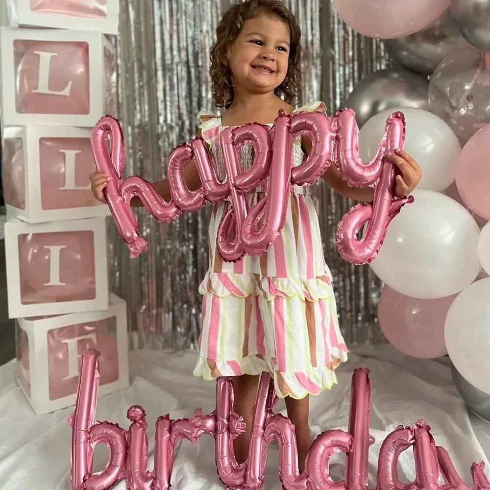 2pcs/Pack Black Pink Happy Birthday Balloons Aluminum Foil Party Decorations DIY Home Accessories for Birthday Celebrations