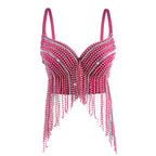 Rhinestone & Bead Tassel Push-Up Underwire Bustier Crop Top