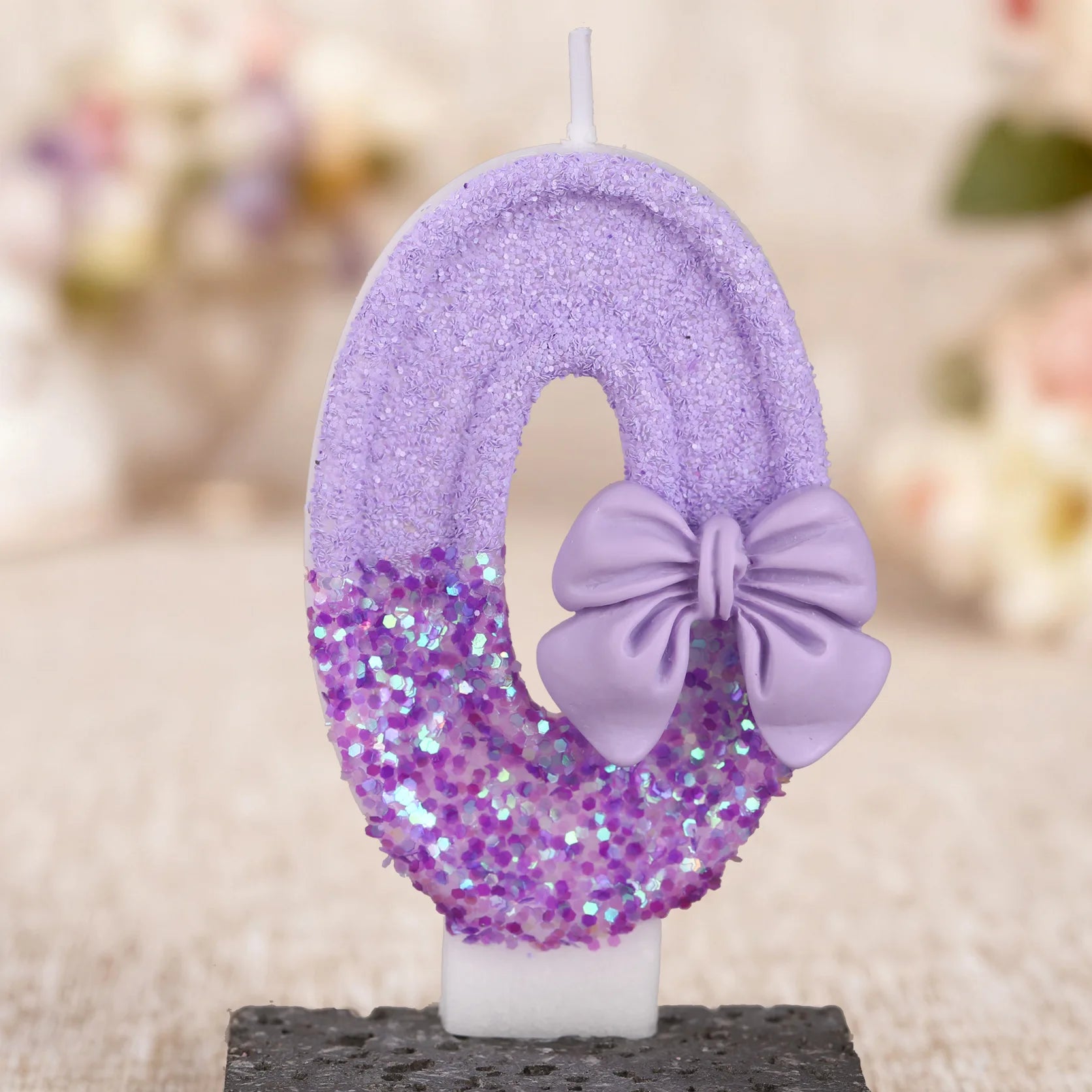 Digital candle purple bow birthday cake party candle birthday digital candle dinner candle