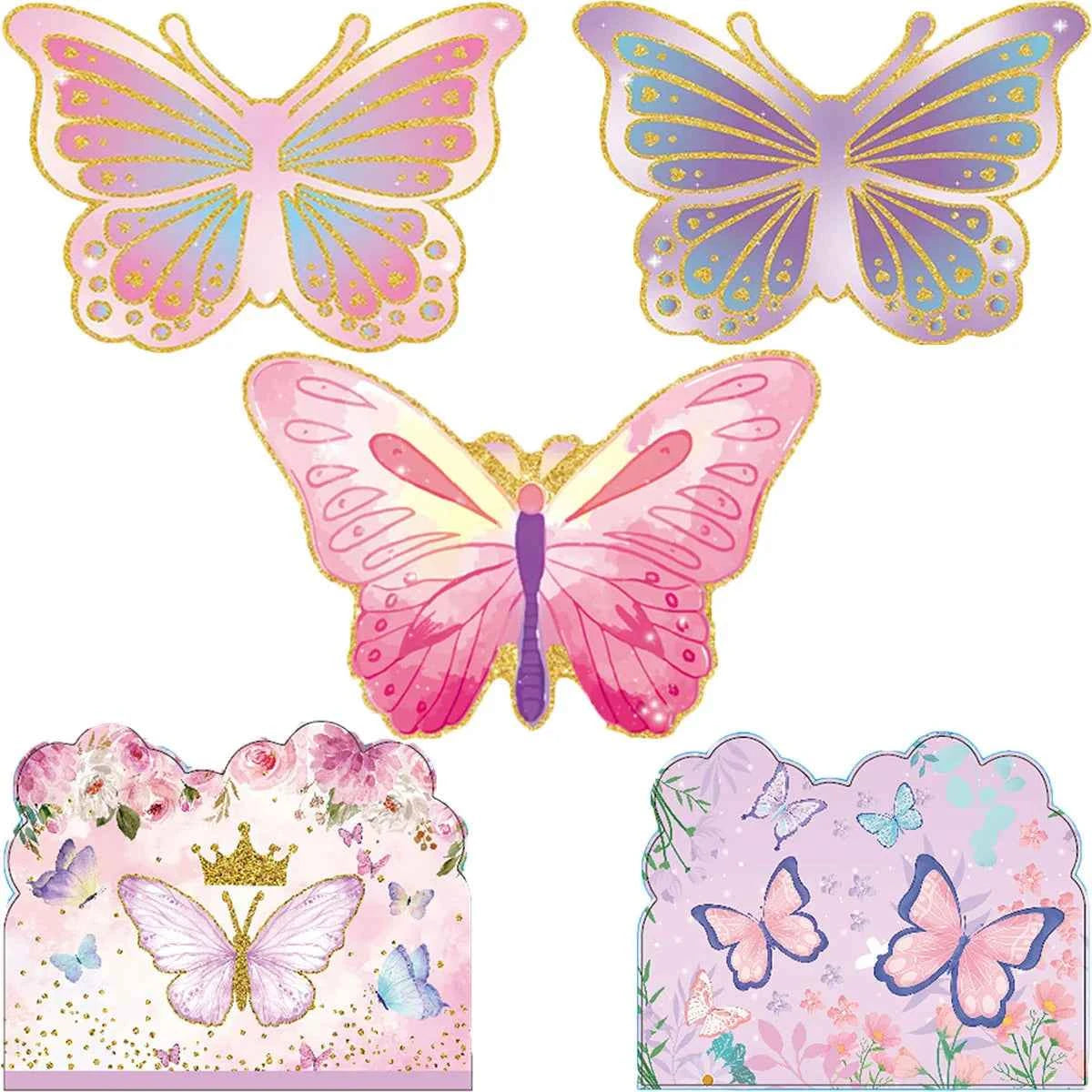 10Pcs Butterfly Birthday Party Invitation Card Happy Birthday Party Decoration Supplies