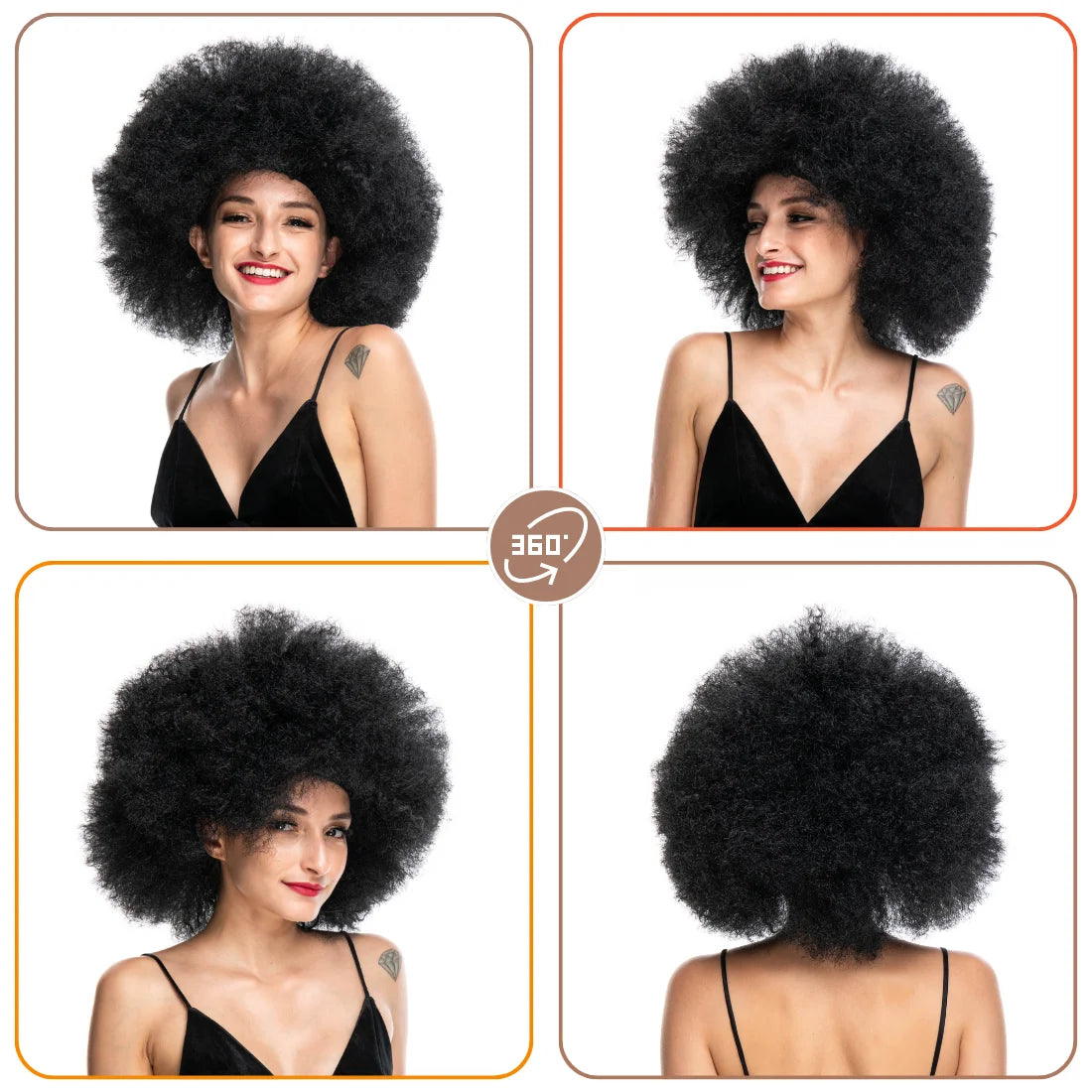 Afro Clown Cosplay Wigs for Women Black Cap Big Top Football Fans Wigs Halloween Adults Unisex Synthetic Hair Black Men Curly - Big Tim's Magic Emporium