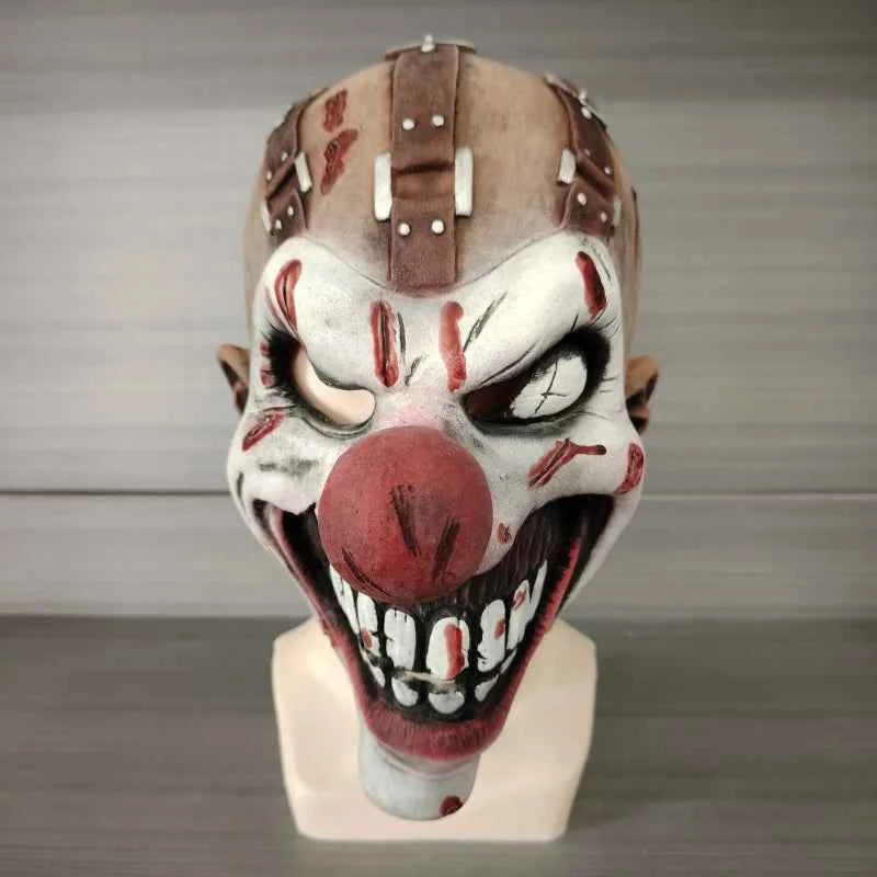 Horror Game Movie Metal Tooth Masks Adult Latex Clown Cosplay Halloween Prop Red Nose Man Mask