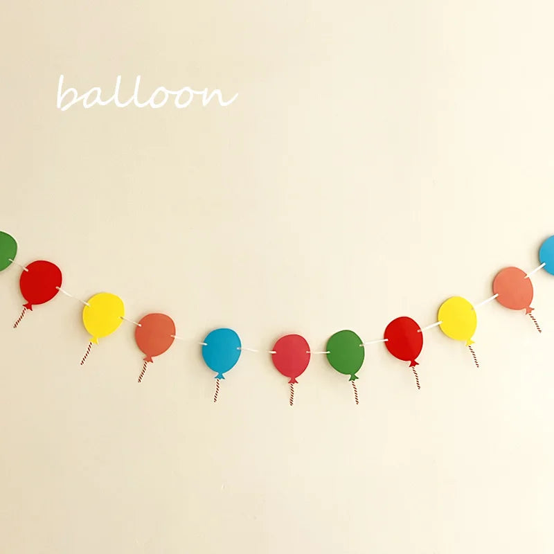 Rainbow Color Happy Birthday Banner Paper Garland Kids 1st Birthday Party Hanging Flags Decoration Rainbow Theme Party Supplies