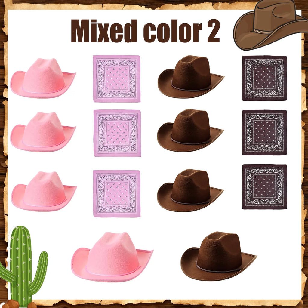 6-48Set Kids Western Cowboy Hats with Bandanas Cowboy Party Hats for Birthday Party Cosplay Costume Party Western Party Favors - Big Tim's Magic Emporium