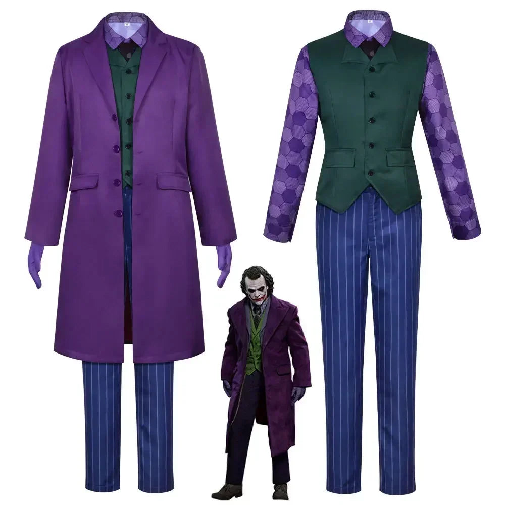 Purple Jacket Uniform for Adult Halloween Dress Up Party Clown Heath Ledger Suit Cosplay Movie&tv Dark Knight Costumes - Big Tim's Magic Emporium