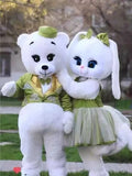 New Adult Hot Sale Foam Both White Bear And Rabbit Hare Cartoon Mascot Costume Plush Fancy Dress Halloween Mascot Costume - Big Tim's Magic Emporium
