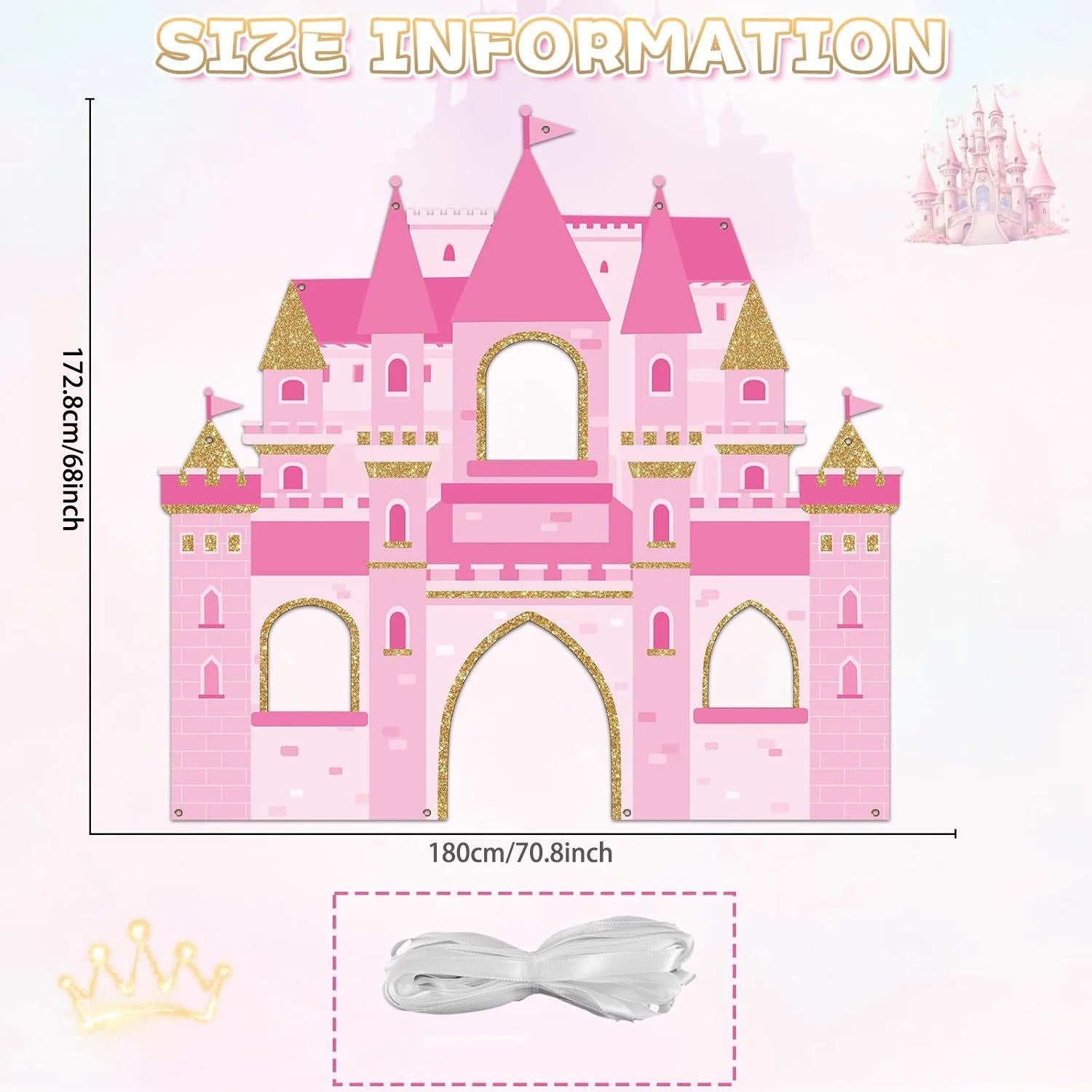 Pink Castle Party Photo Booth Props Princess Photograph Backdrop Pink Royal Castle Birthday Party Supplies Princess Themed Decor - Big Tim's Magic Emporium