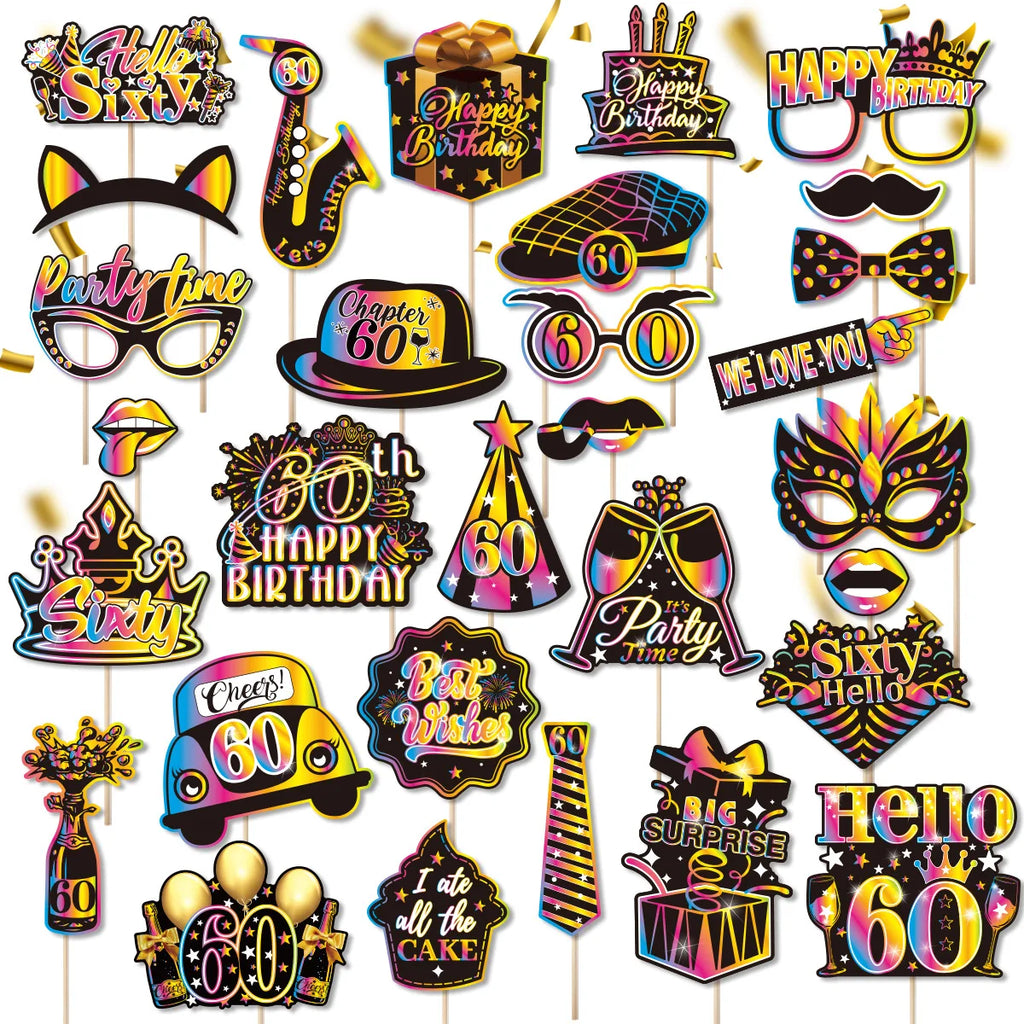 Birthday Party Decoration Photo Props 30 40 50 Birthday Party Glasses Decoration