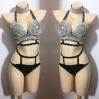 Rhinestone Crystal Bikini Stage Costume for Women | DJ & Dancewear