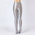 Oil Glossy High-Stretch Satin Pencil Pants & Leopard Print Leggings