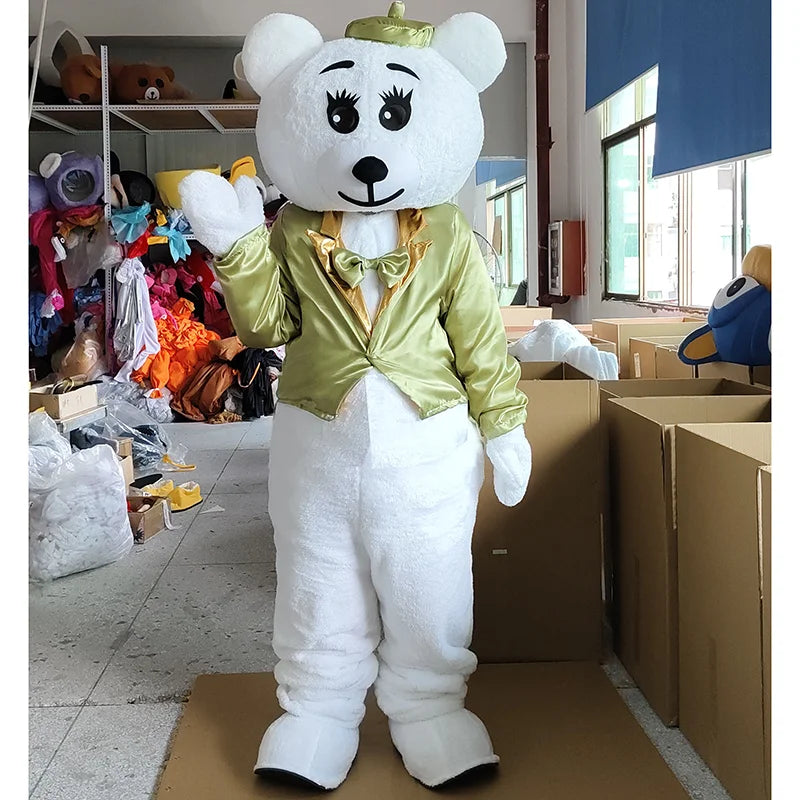 New Bear Mascot Costume Teddy Bear Easter Bunny Cartoon Doll Wedding Party Performance Costume Halloween Fancy Dress