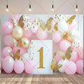 Newborn Baby 1st Birthday Backdrop Pink Blue Balloon Girl Boy Baby Shower Cake Smash Photography Background Decor Photo Studio