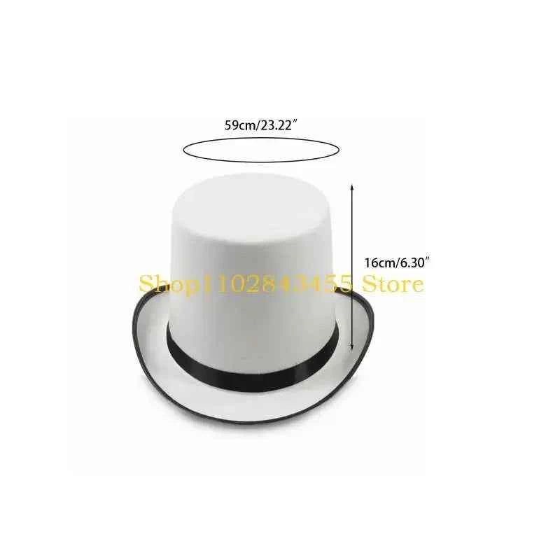 49MC Magician Top Hat White Top Hat Magician Performed Hat Stage Performances Bowler Top Hat Fancy Dress Costume