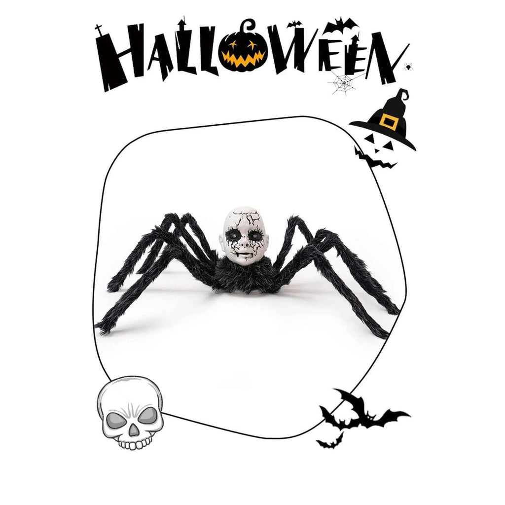 Animatronic Doll Face Spider Motion Activated Glowing Eyes Sound Control Halloween Scary Walking Toy Haunted House Prop