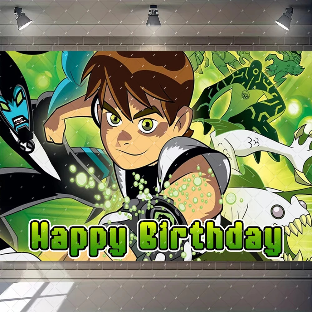 Cartoon Ben-10 Birthday Party Decoration Balloons Favor Set Banner Cake Toppers Baby Shower Boys Gift Party Supplies Photo Prop