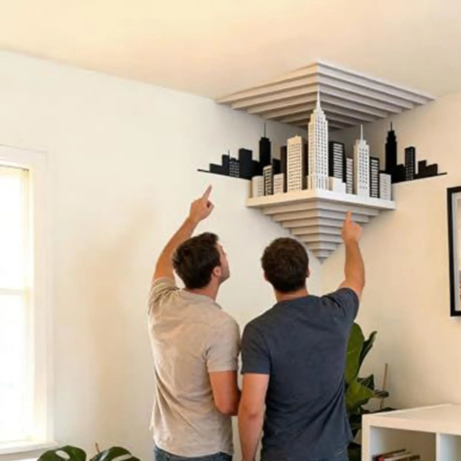 3D Optical Illusion Wall Sticker Corner Wall Art Decor Removable Optical Illusion Sticker for Indoor Living Room Bedroom Study
