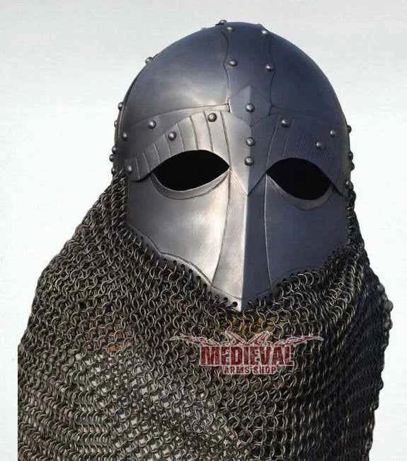 Full Face Handmade Viking Helmet Chainmail Aventail Mild Steel Medieval Armor Cosplay Reenactment Antique Display Collectible