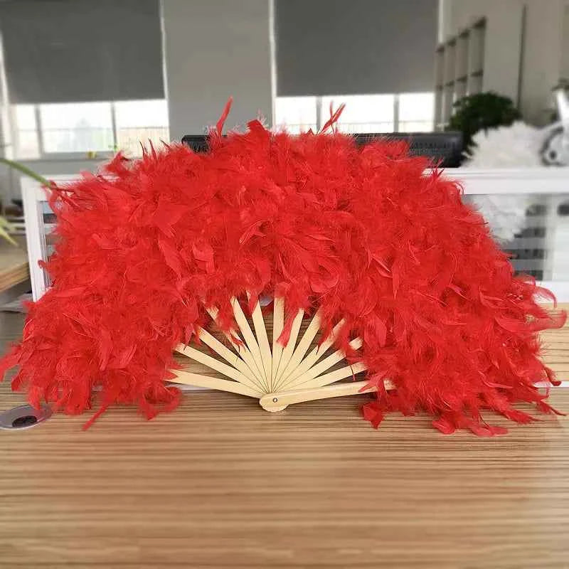 70*40cm Large Pink Feather Fan Stage Performance Dance Fan Photography Props Lolita Feather Folding Fan Wedding Party Decoration