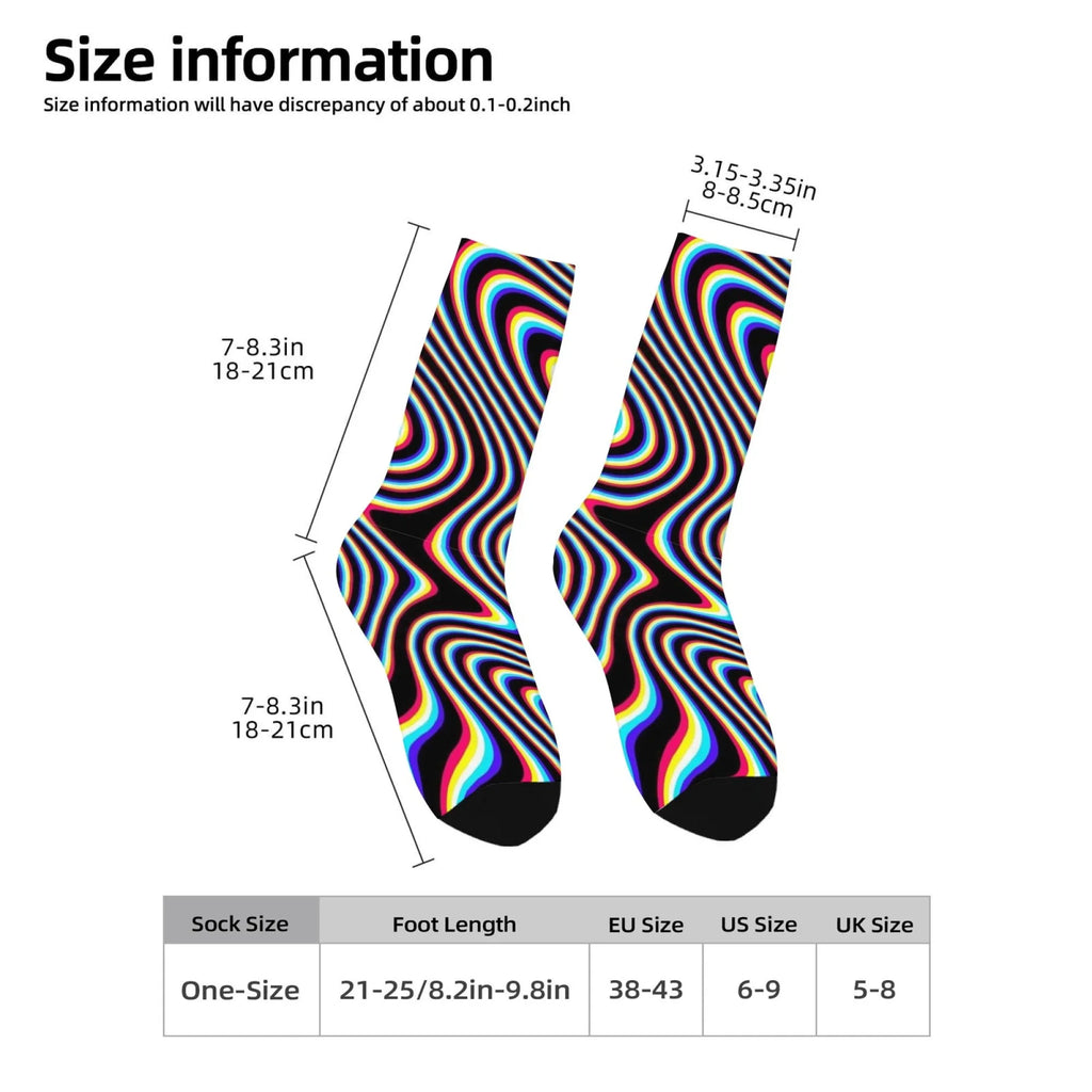 Optical Illusion Fluid Novelty Men's Socks Op Art Crazy Street Hip-Hop Funny Socks Breathable Anti-Slip Casual Sports Socks Gift
