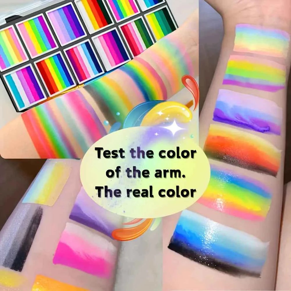 75-Color Face and Body Paint Palette + 32 Stencils, Bright and Long-Lasting Colors, Suitable for Festival Party Face Makeup, Bod
