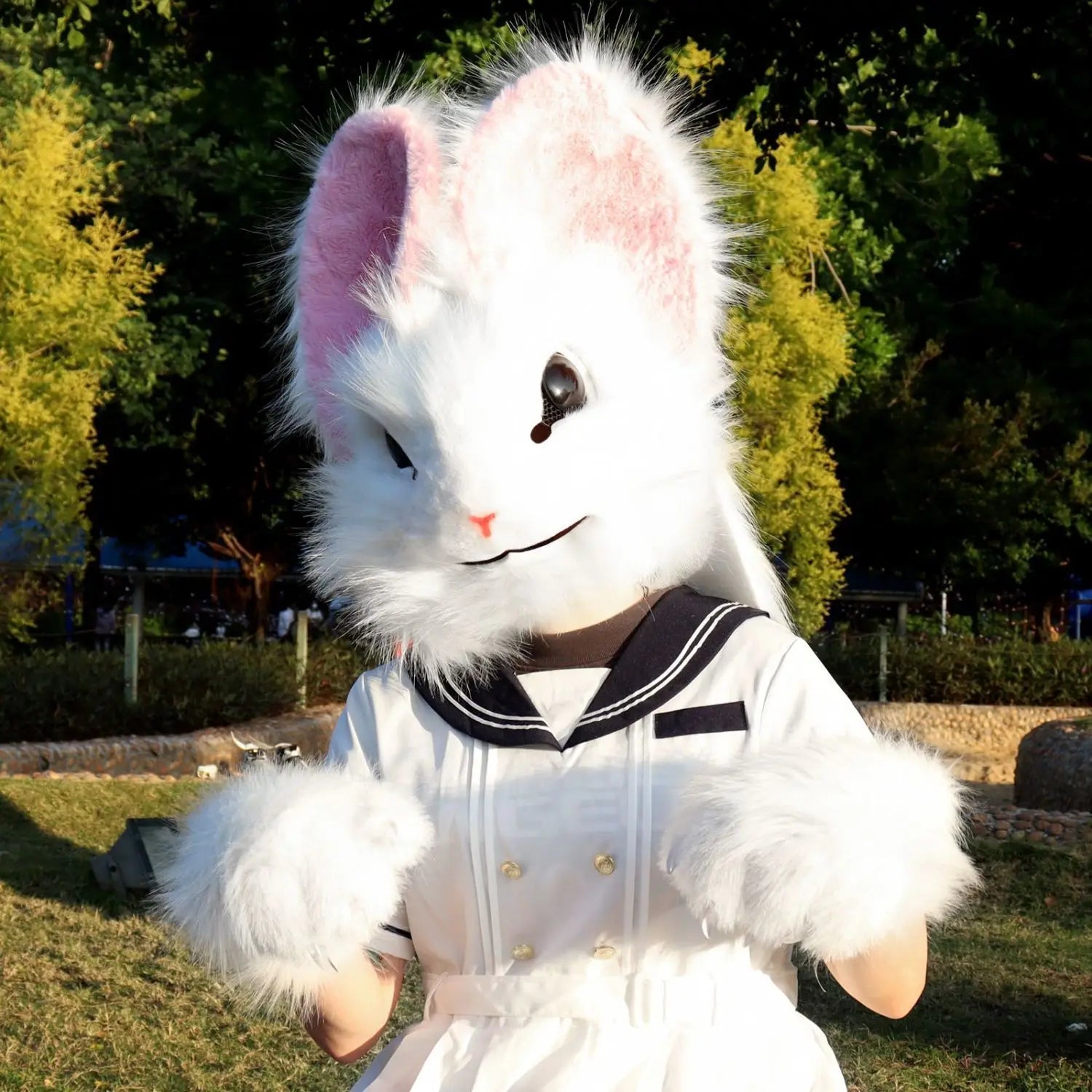 Original Realistic Furry Animal Fursuit Kigurumi Big Ear Rabbit Head Cover Cosplay Costume Halloween Wearable Accessories - Big Tim's Magic Emporium