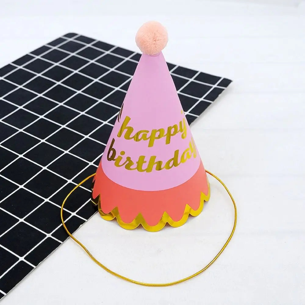 Happy Birthday Party Hats DIY Handmade Cap Crown Baby Shower Decoration Boy Girl Birthday Party Photo Props