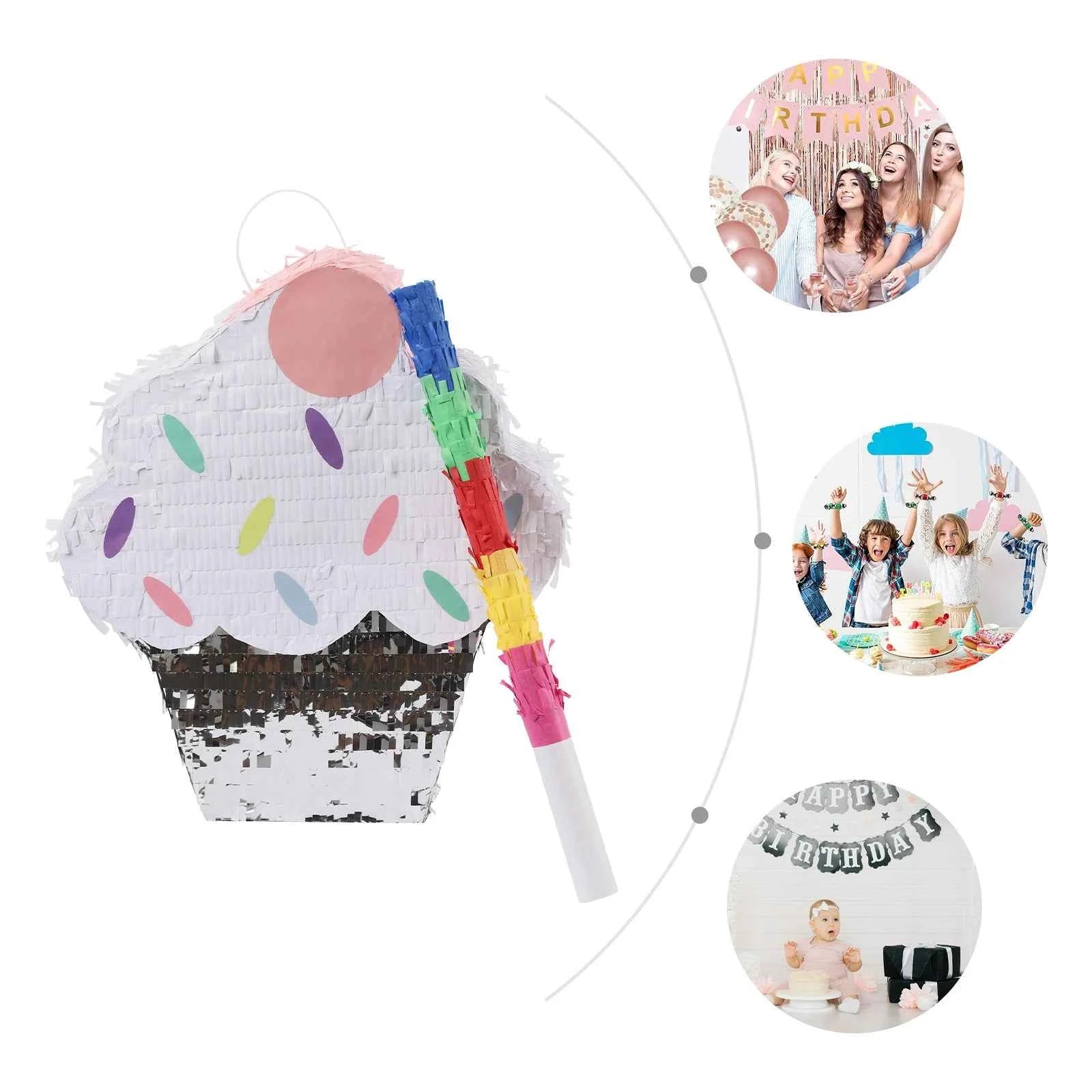 Ice Cream Pinata, Pinata Decoration, Candy Party Pinata w/ PVC Stick  Ice Cream Cake Pinata for Party Decoration Pinata