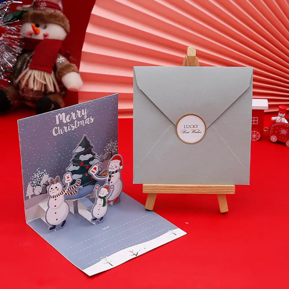 Happy Birthday Card Christmas Gift Card 3d Birthday Cake Pop-Up Greeting  with Envelope Christmas Invitation Cards for Kids