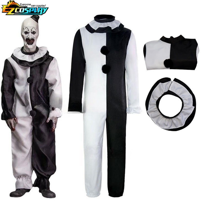 Art The Clown Cosplay Movie Terrifier 2 Art The Clown Cosplay Costume Jumpsuit Mask Halloween Costumes Mask for Men Women - Big Tim's Magic Emporium