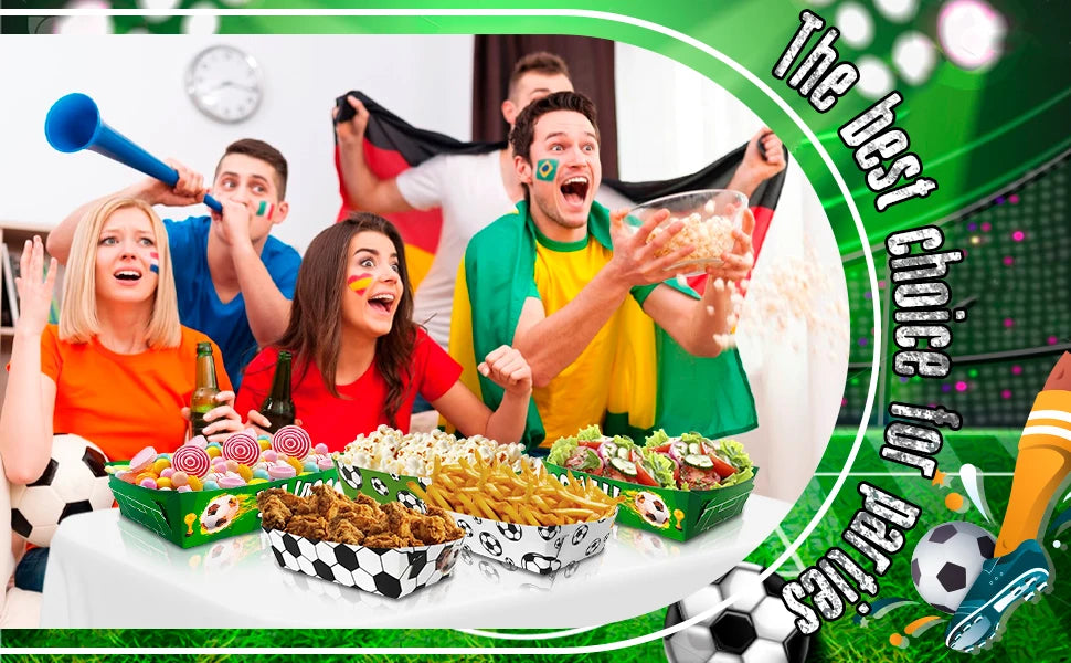 36 Pcs Soccer Party Favors Large Soccer Plates Paper Trays Serving Tray Soccer Party Nachos Food Boats Disposable Soccer Bowls - Big Tim's Magic Emporium