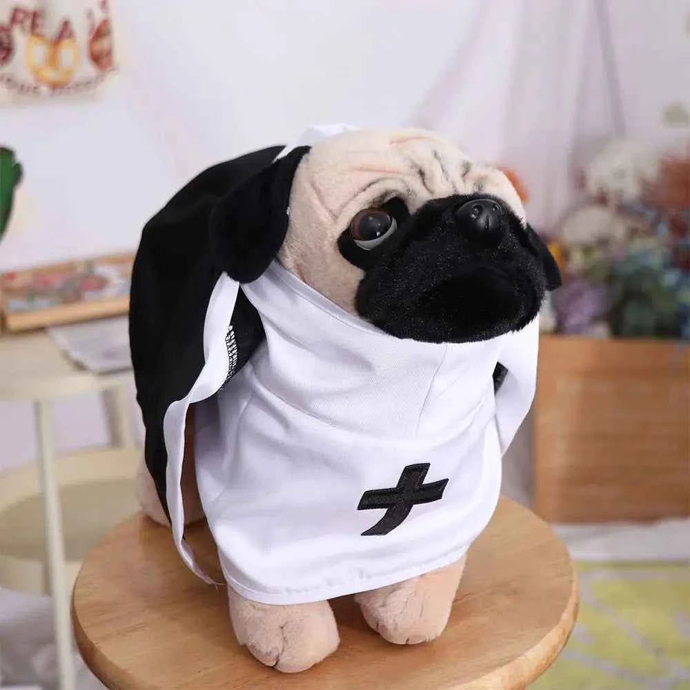 Cat Puppy Pet Nun Cloak Role Play Soft Pet Cat Halloween Costumes Black/white Breathable Cat Cosplay Costume Sets Cosplay Dress