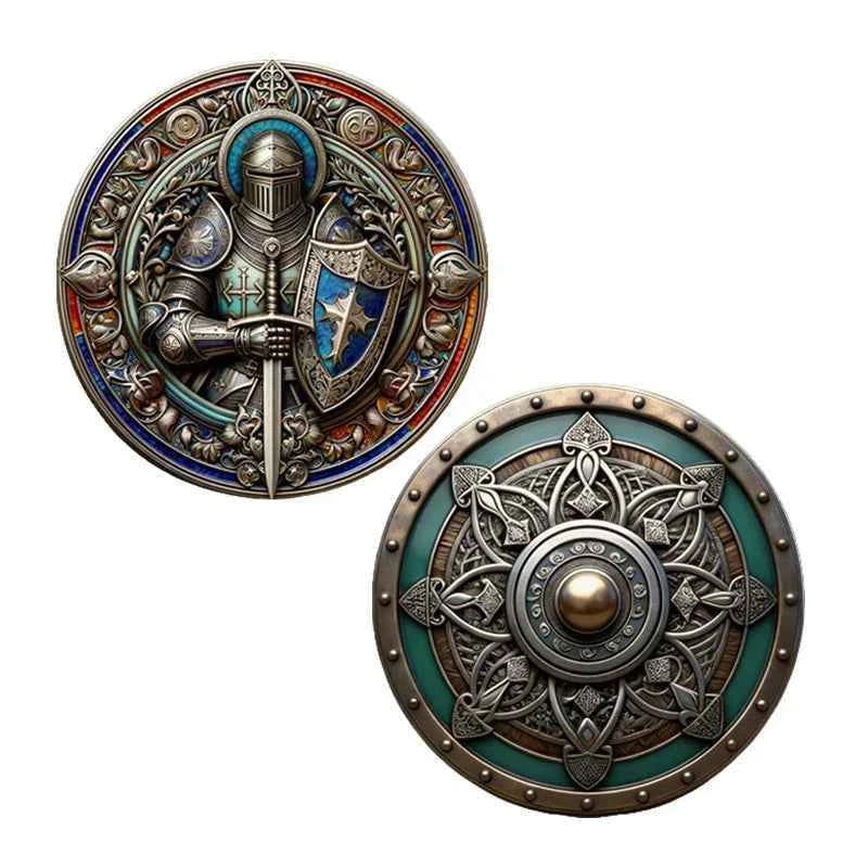 1pc Medieval Knights Templar Commemorative Coin Sacred Shield & Valor Symbol Challenge Coin Token Collector's Medallion Gifts