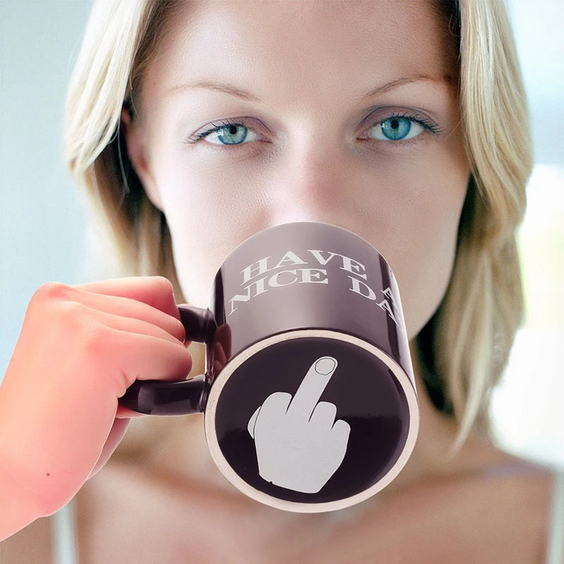 Funny Middle Finger mugs,Have a Nice Day Coffee Mug Creative Cup for Coffee Milk Tea Cups,Ceramic Coffee Porcelain Tea Cup Gift - Big Tim's Magic Emporium