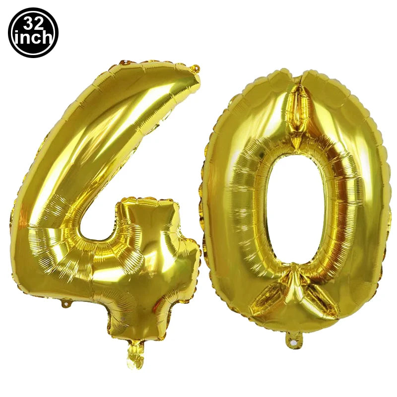 40th Birthday Party Gold Black Birthday Number Paper Box Banner Balloons Birthday Party 40 Year Old Birthday Party Decoration