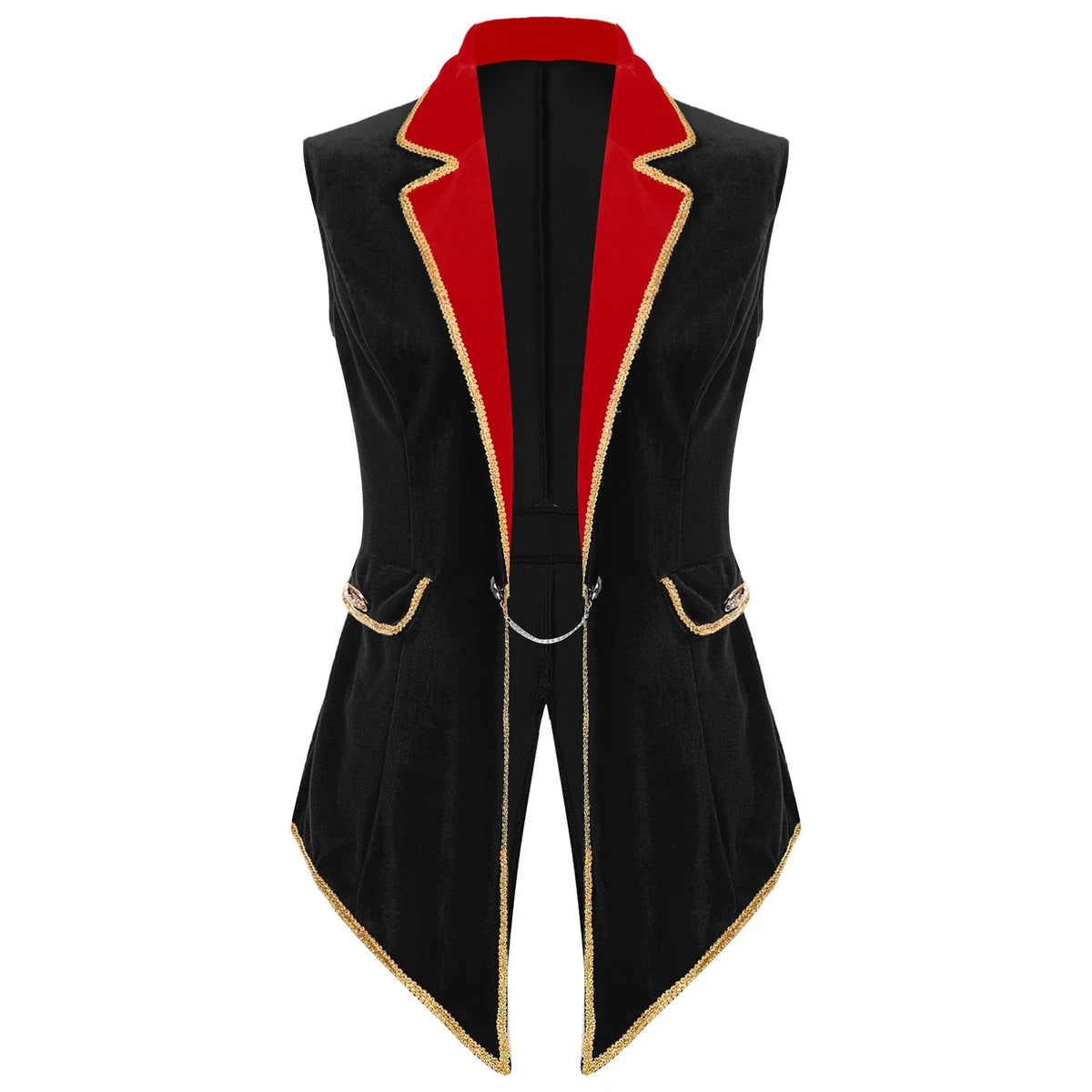 Velvet Circus Ringmaster Tailcoat Vest Marching Band Halloween Showman Outerwear