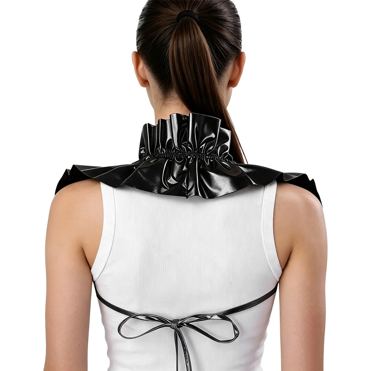 Metallic Ruffled Renaissance Neck Shrug Holographic Victorian Shoulder Capelet