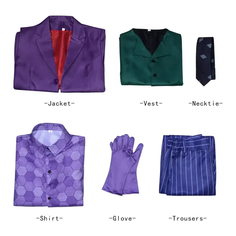 Purple Jacket Uniform for Adult Halloween Dress Up Party Clown Heath Ledger Suit Cosplay Movie&tv Dark Knight Costumes - Big Tim's Magic Emporium